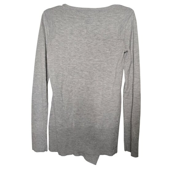 Aqua Womens Light Gray Long Sleeve Ribbed Knit Sweater Wool Blend Size M - Picture 3 of 3